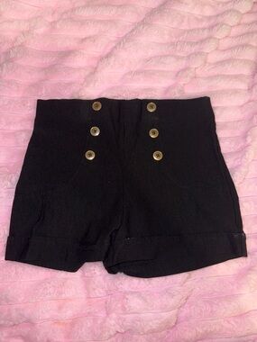 Wet Seal Black High-Waist Button-Front Women's Shorts